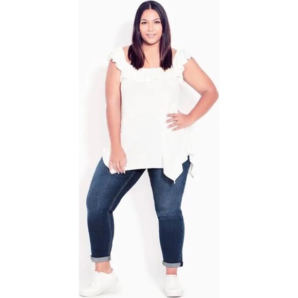 Avenue Denim - Avenue High Rise Girlfriend Cuff Hem Jeans Size 32 NWT